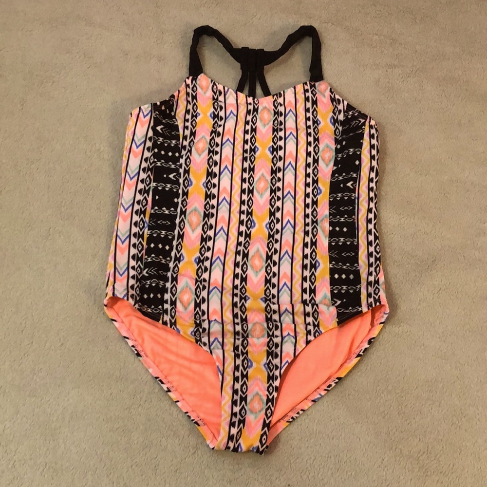 Childs L/G (10-12) bathing suit, multi colored